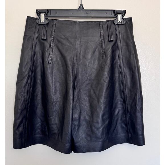 Vince 100% Lamb Leather Shorts in Black Size 2 - Picture 4 of 6